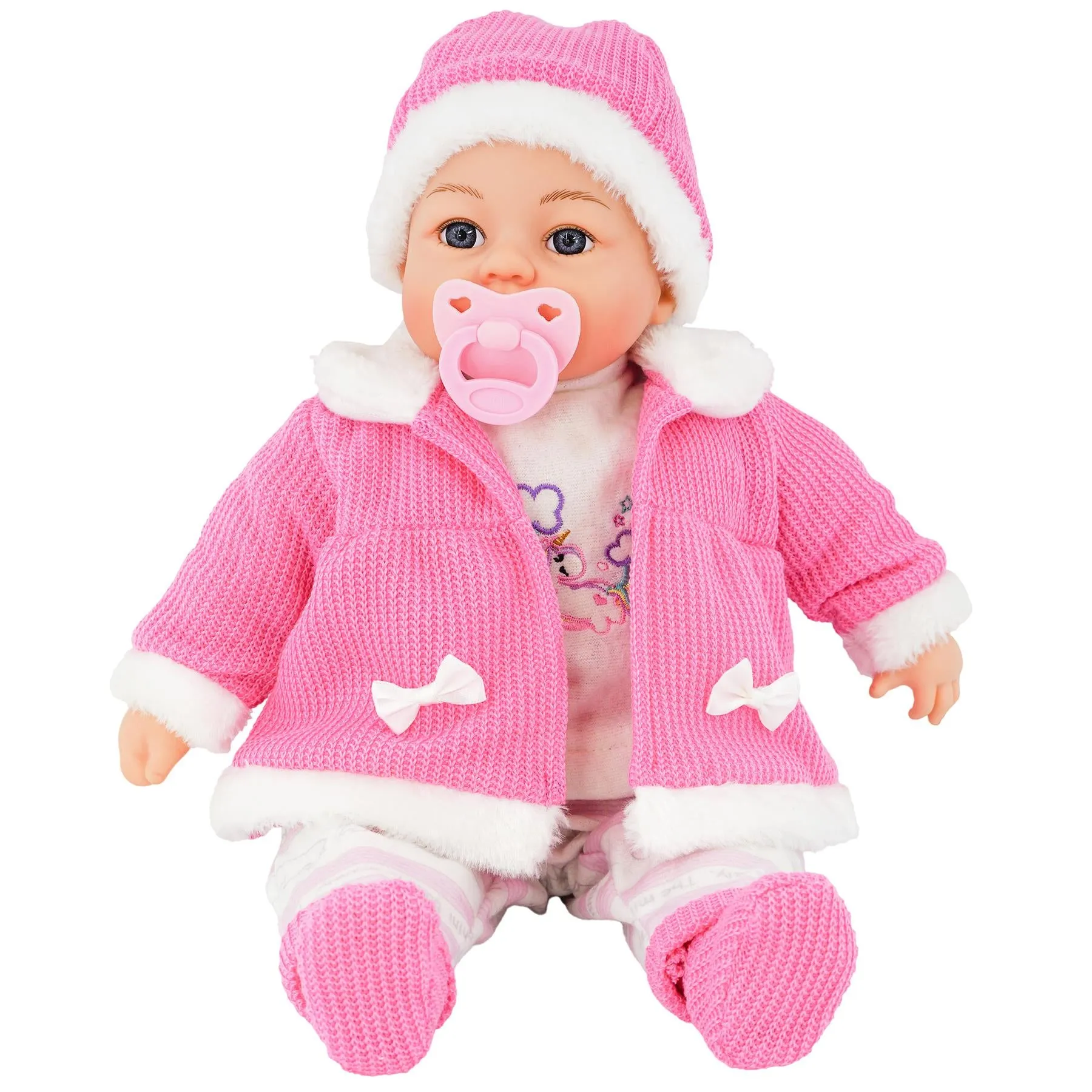 18" Bibi Girl Doll In Pink Coat