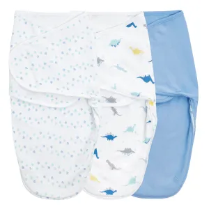 aden   anais Cotton Wrap Swaddles 3 pack Dino- Blue (0-3 Months)