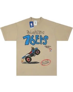 A.S.S. X SHAKA WEAR X NBA 76ERS TEE OATMEAL