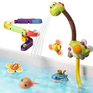 Baby bath toy shower head with spinner toys wind up toys water slide dinosaur bathtub water pump