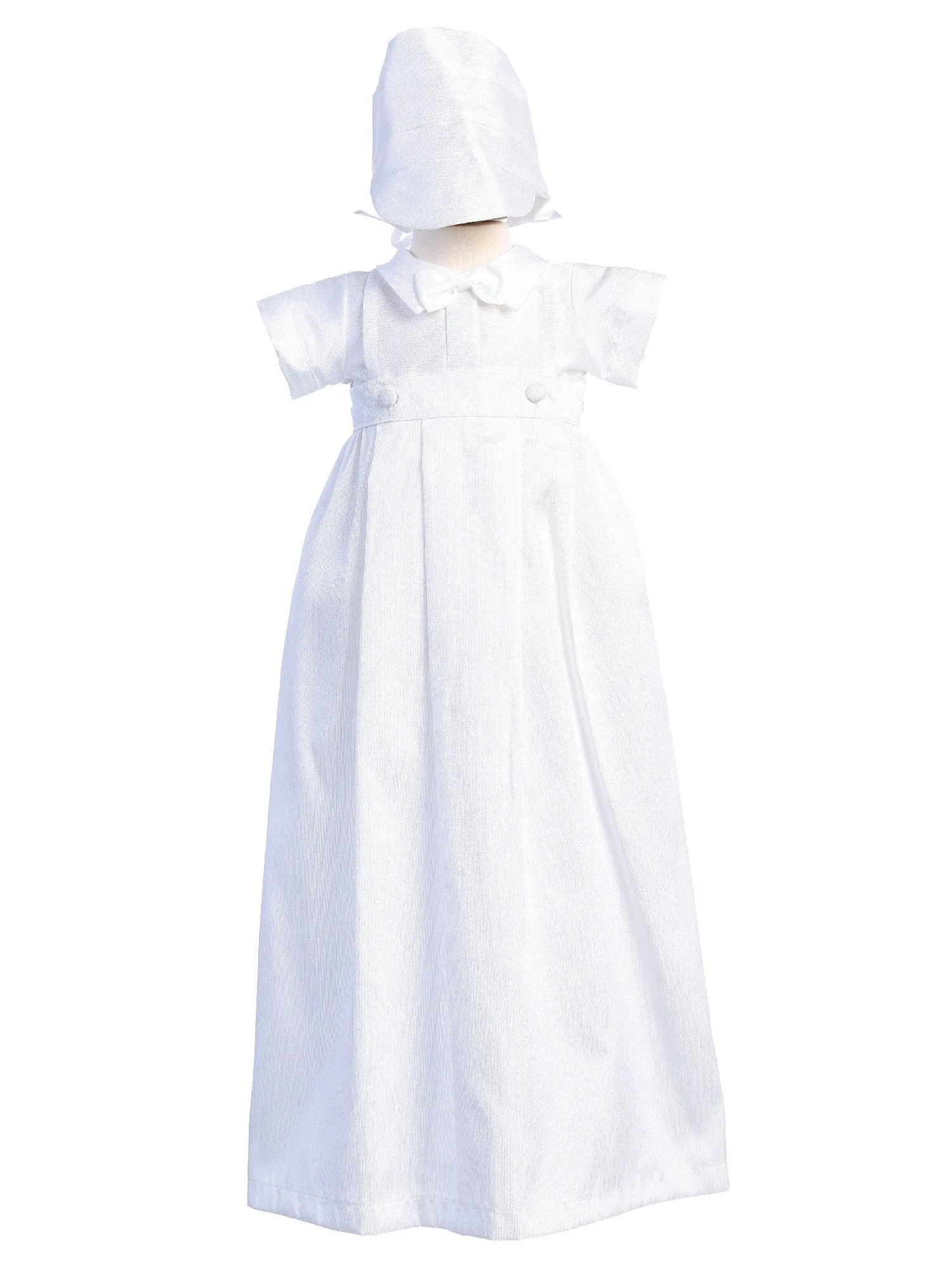 Baby Boys White Poly Bengaline Romper Gown Christening Outfit 0-24 Months