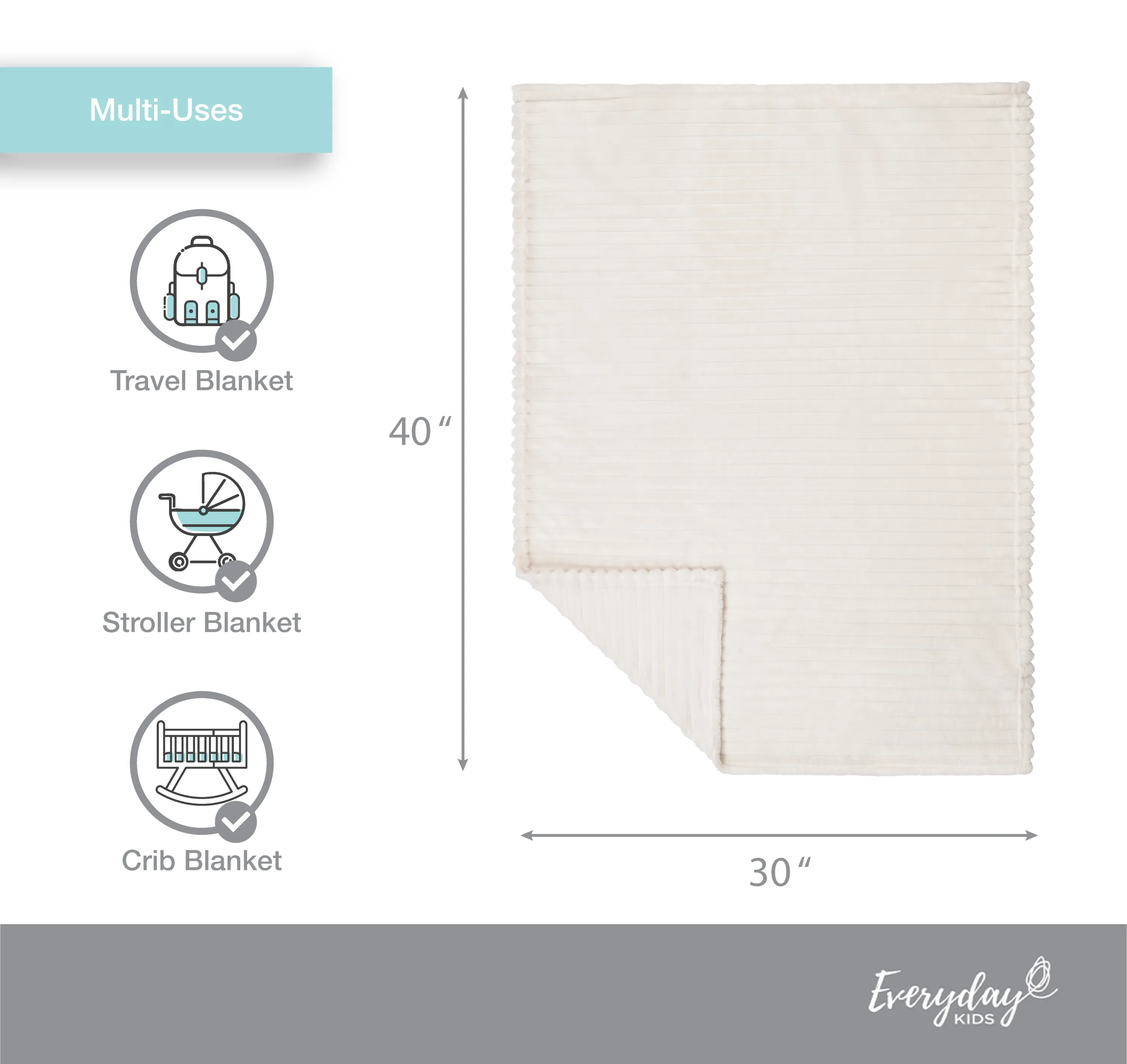 Baby Fleece Blanket - 30" by 40" - Beige