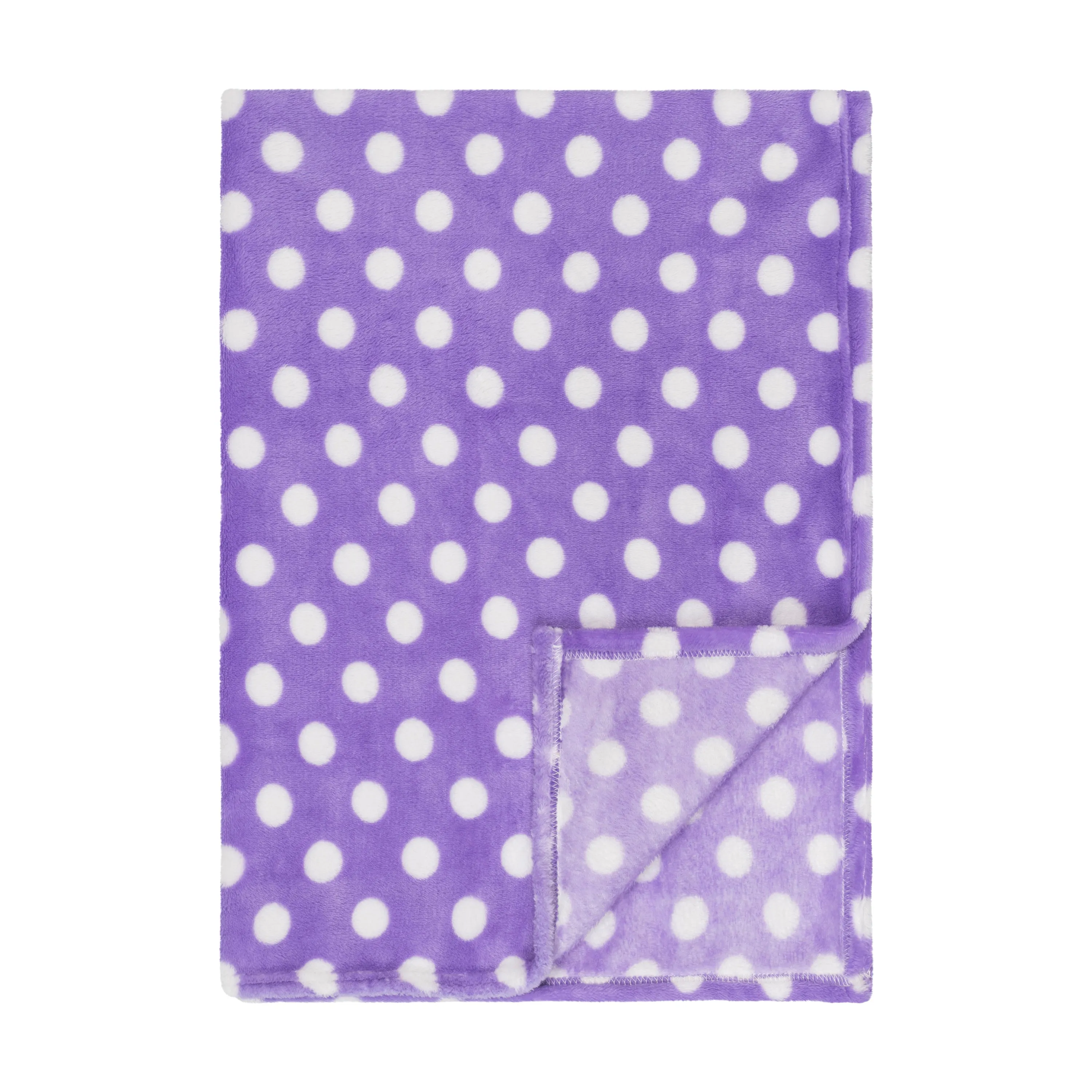 Baby Fleece Blanket - 30" by 40" - Purple/Dots