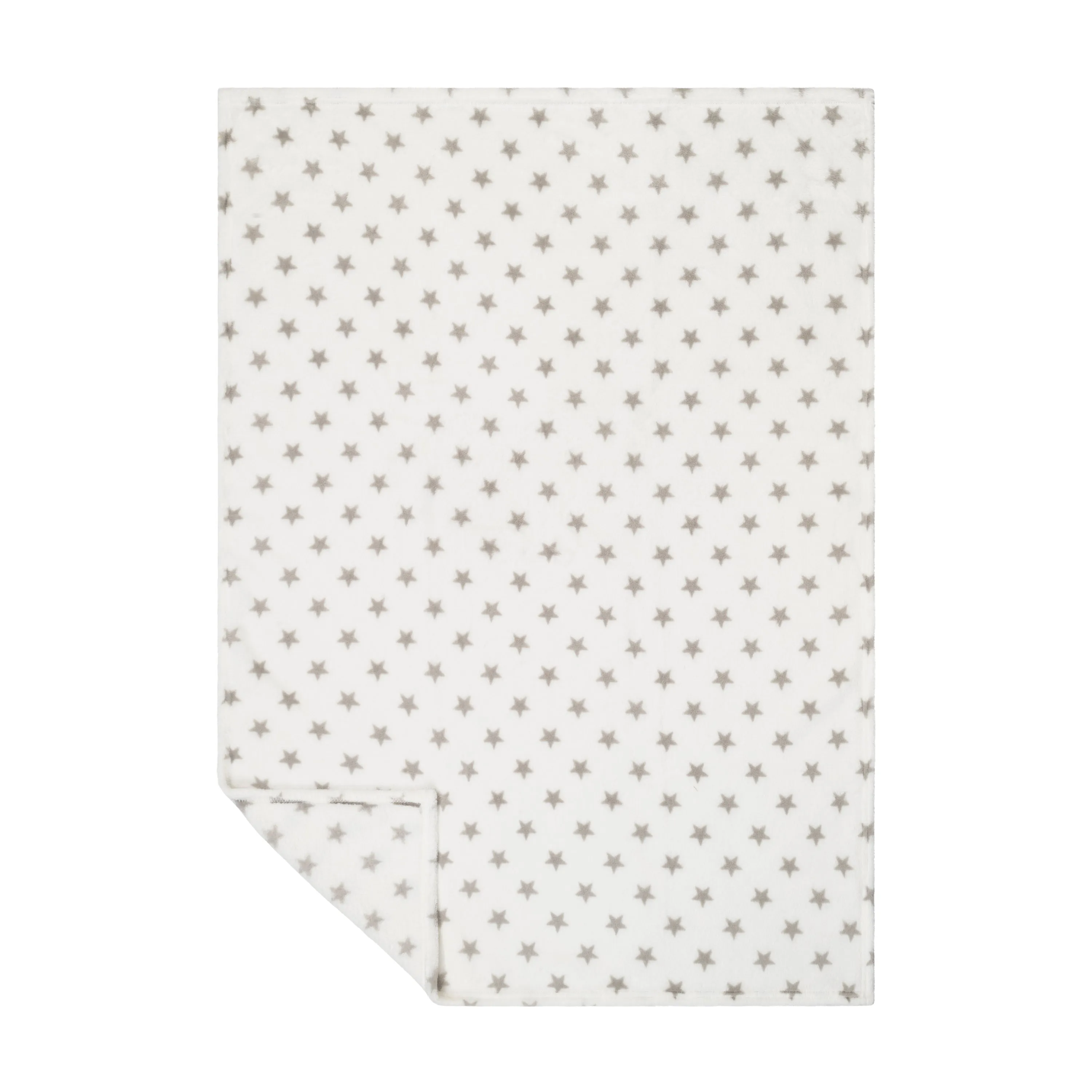 Baby Fleece Blanket - 30" by 40" - White/Dark Grey Stars