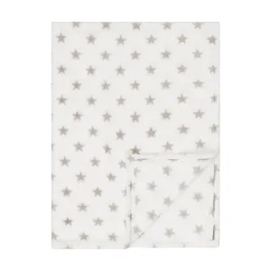 Baby Fleece Blanket - 30" by 40" - White/Dark Grey Stars