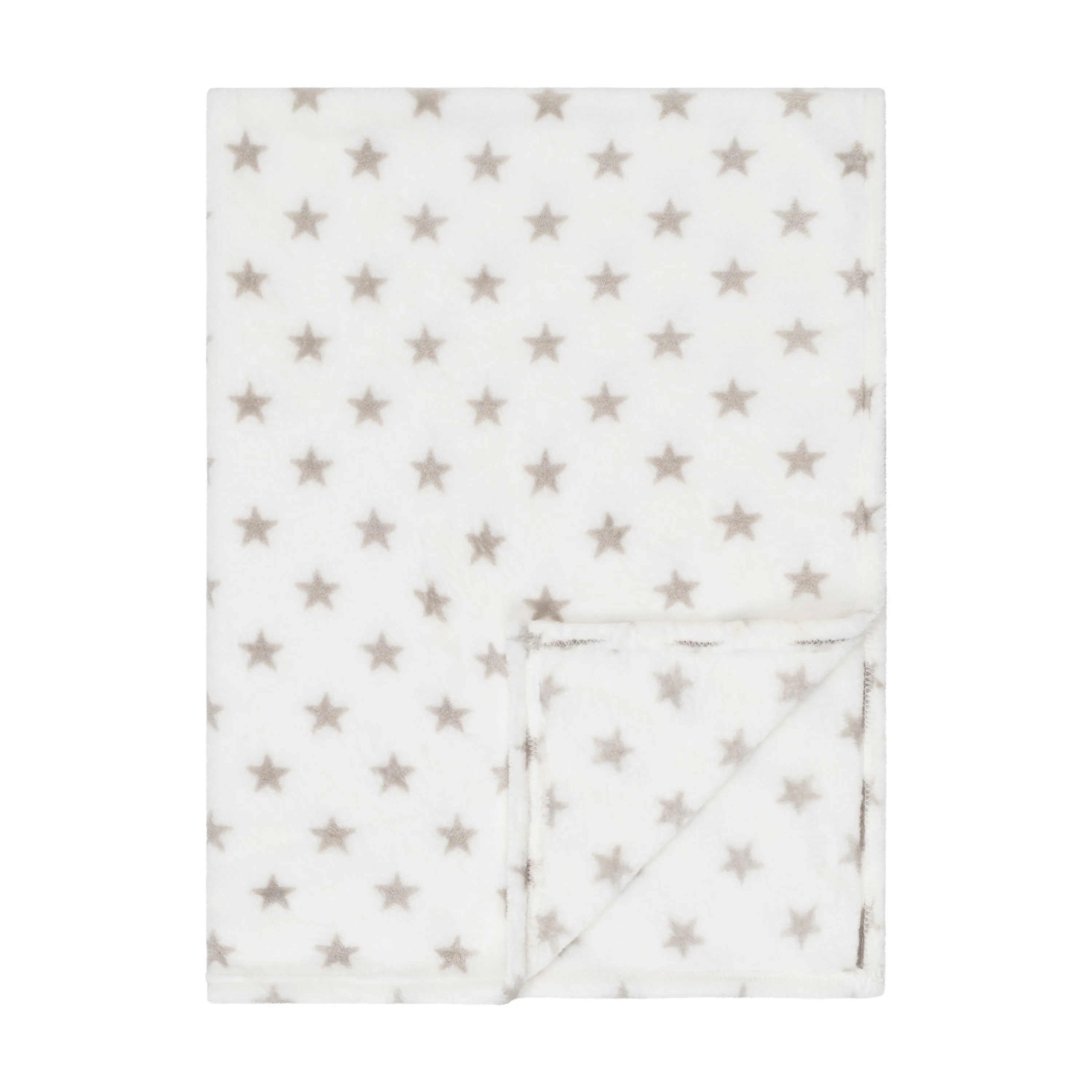 Baby Fleece Blanket - 30" by 40" - White/Dark Grey Stars