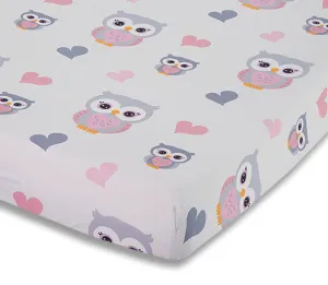 Baby Girl Fitted Crib Sheet Sweet Owls