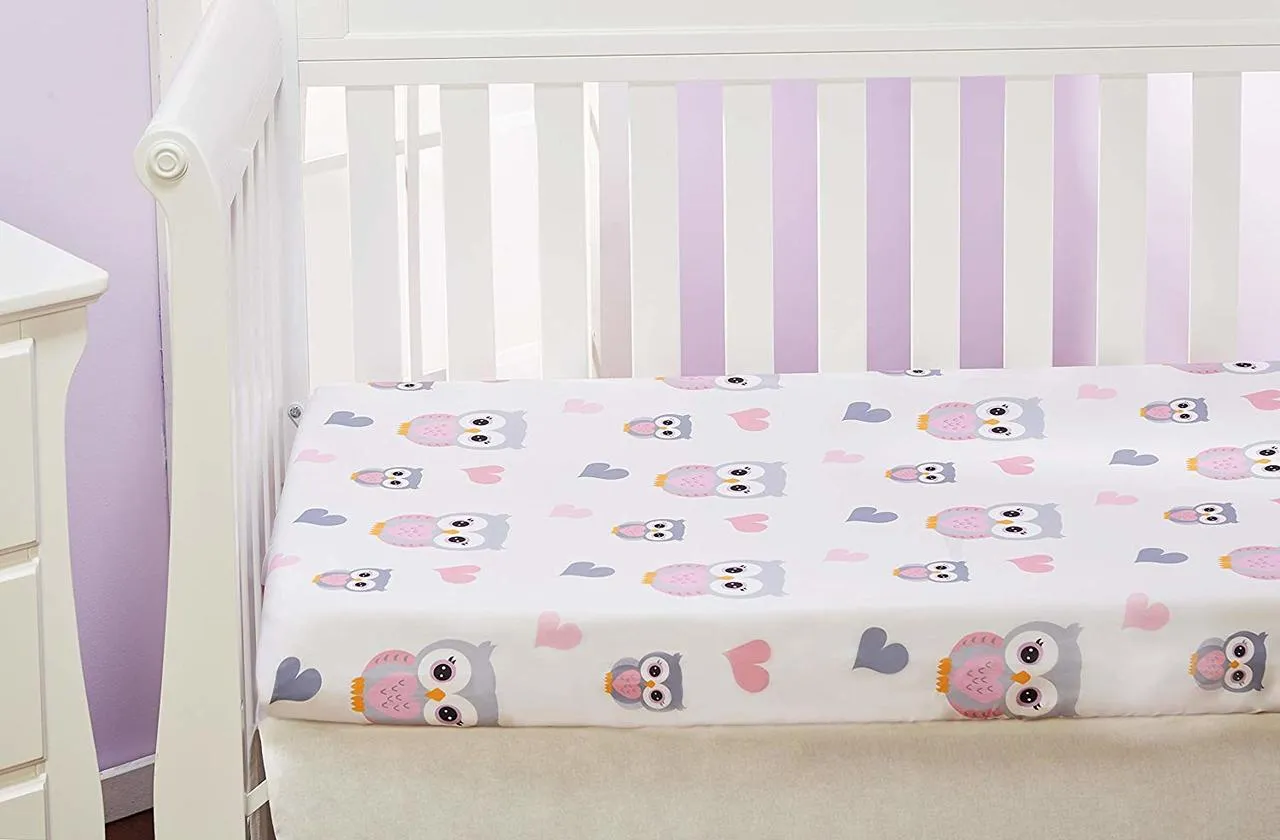 Baby Girl Fitted Crib Sheet Sweet Owls