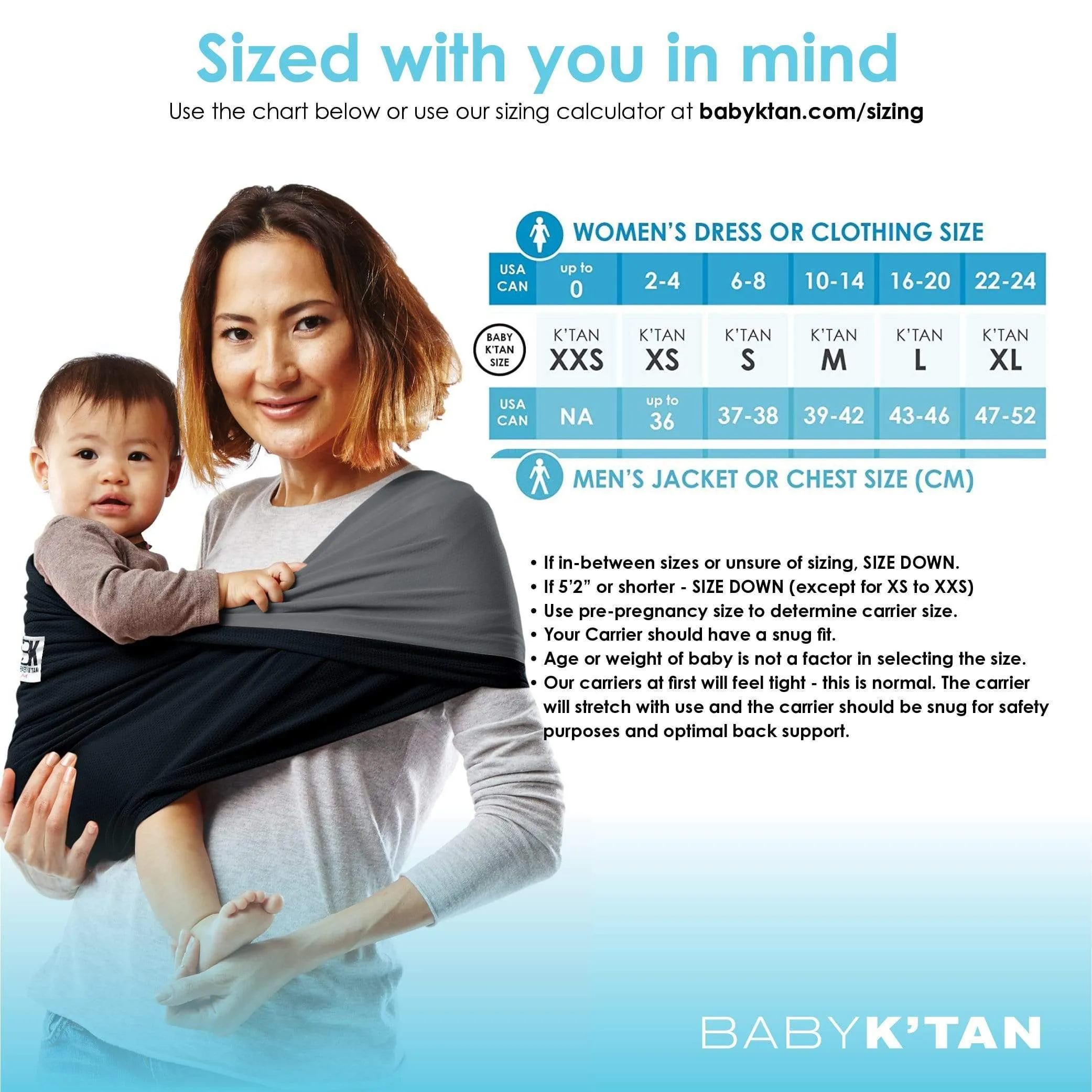 Baby K'tan Active Oasis Baby Carrier in Black/Grey