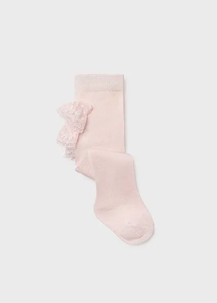 Baby Pink Ruffled Flounces Thick Woven Tights  - Select Size