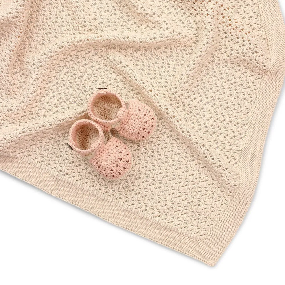 Bailey Pointelle Baby Blanket - Shell