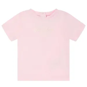 Balmain Baby Embroidered Logo Pink T-Shirt