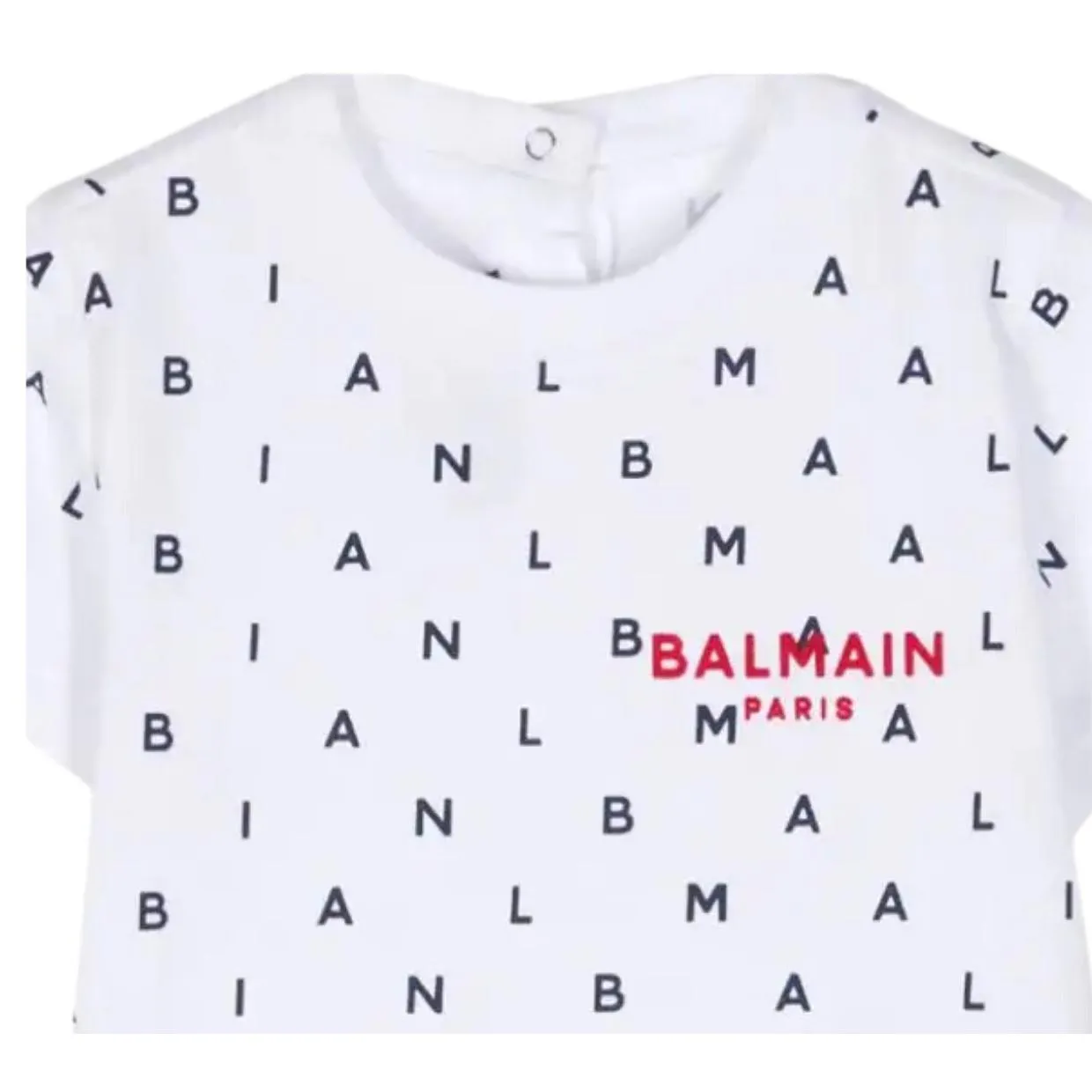 Balmain Baby Letter Logo All-Over White T-Shirt