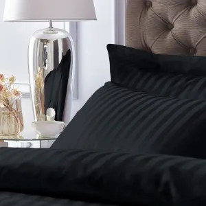 Bianca 300 TC Satin Stripe Black Housewife Pillowcase Pair