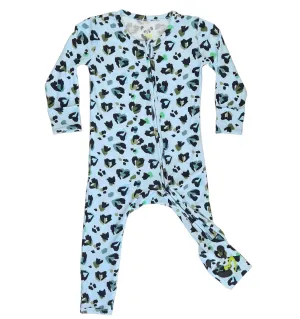 Blue Leopard Bamboo Convertible Footie