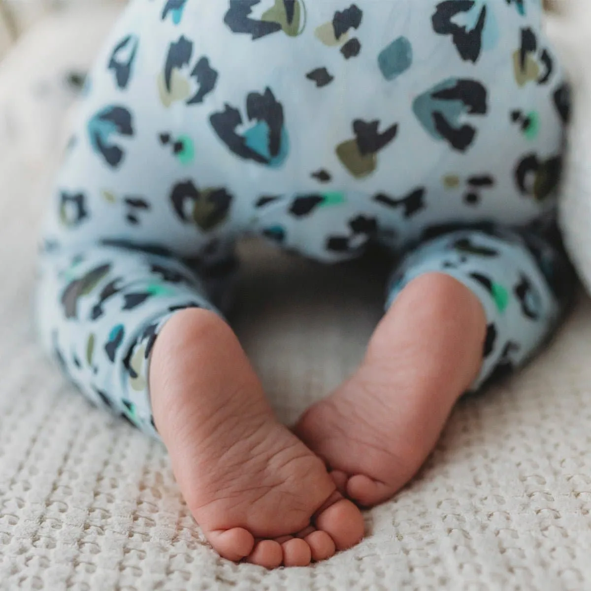 Blue Leopard Bamboo Convertible Footie