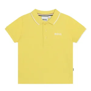 BOSS Baby Print Logo Short Sleeve Yellow Polo Shirt