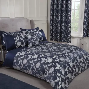 Butterfly Meadow Navy Embellished Jacquard Duvet Set