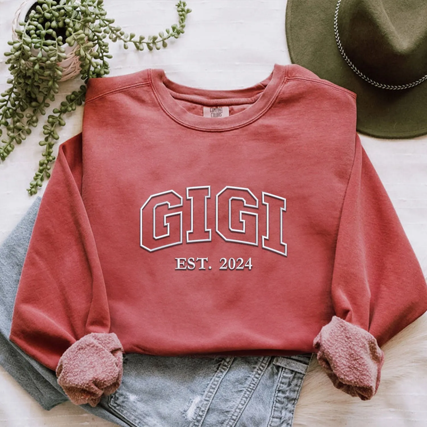 Comfort Color® Embroidered Gigi Shirt with Grandkids Names