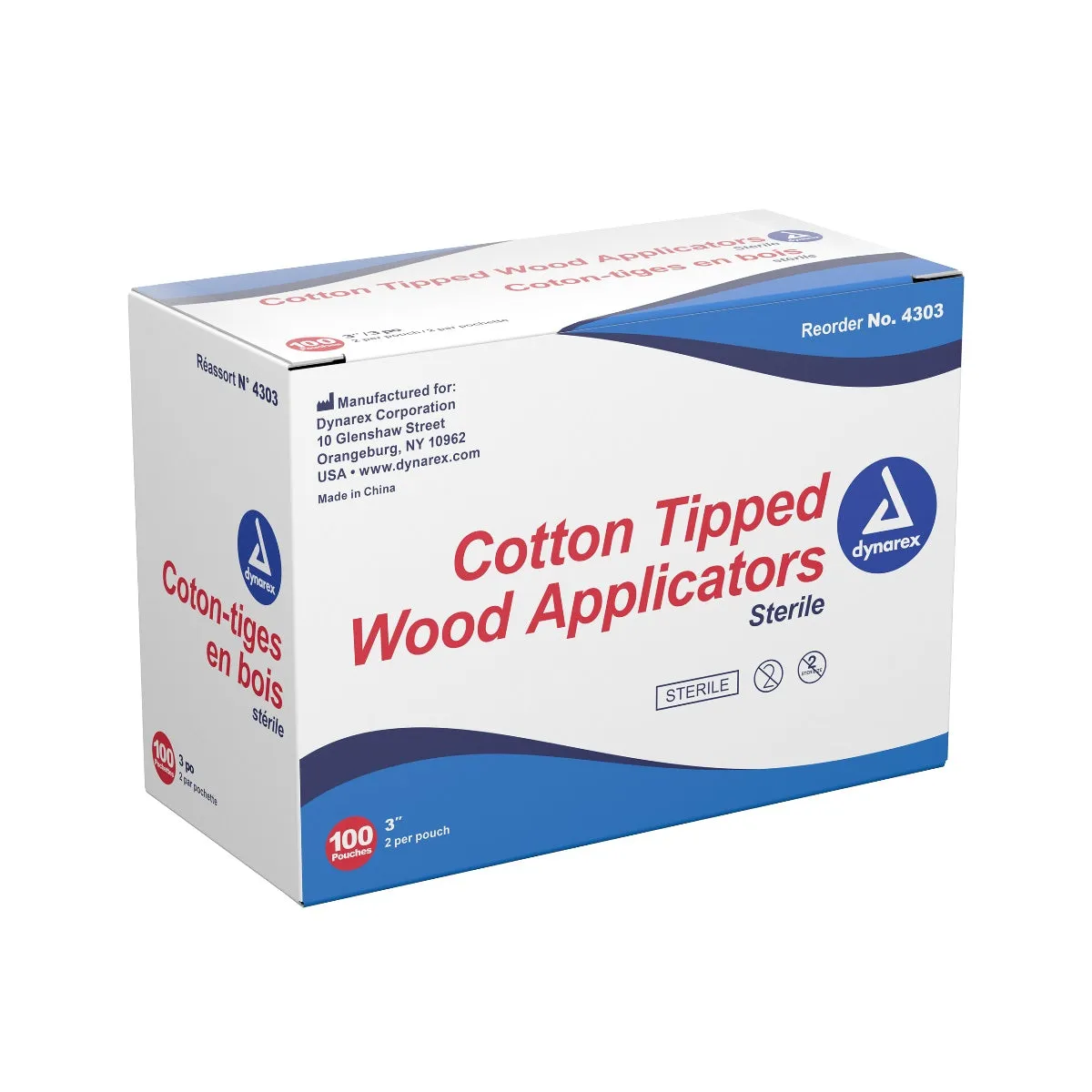 Cotton-Tipped Applicators, 3'', 2 per pouch - 200/box