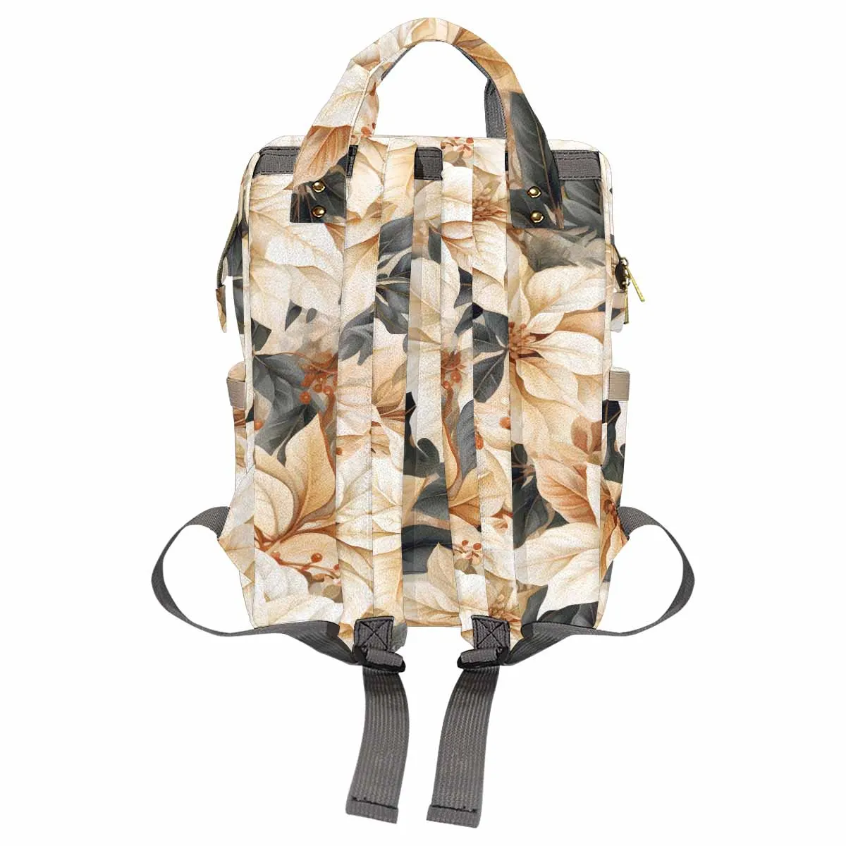 Cream Poinsettia2  Diaper Bag Backpack