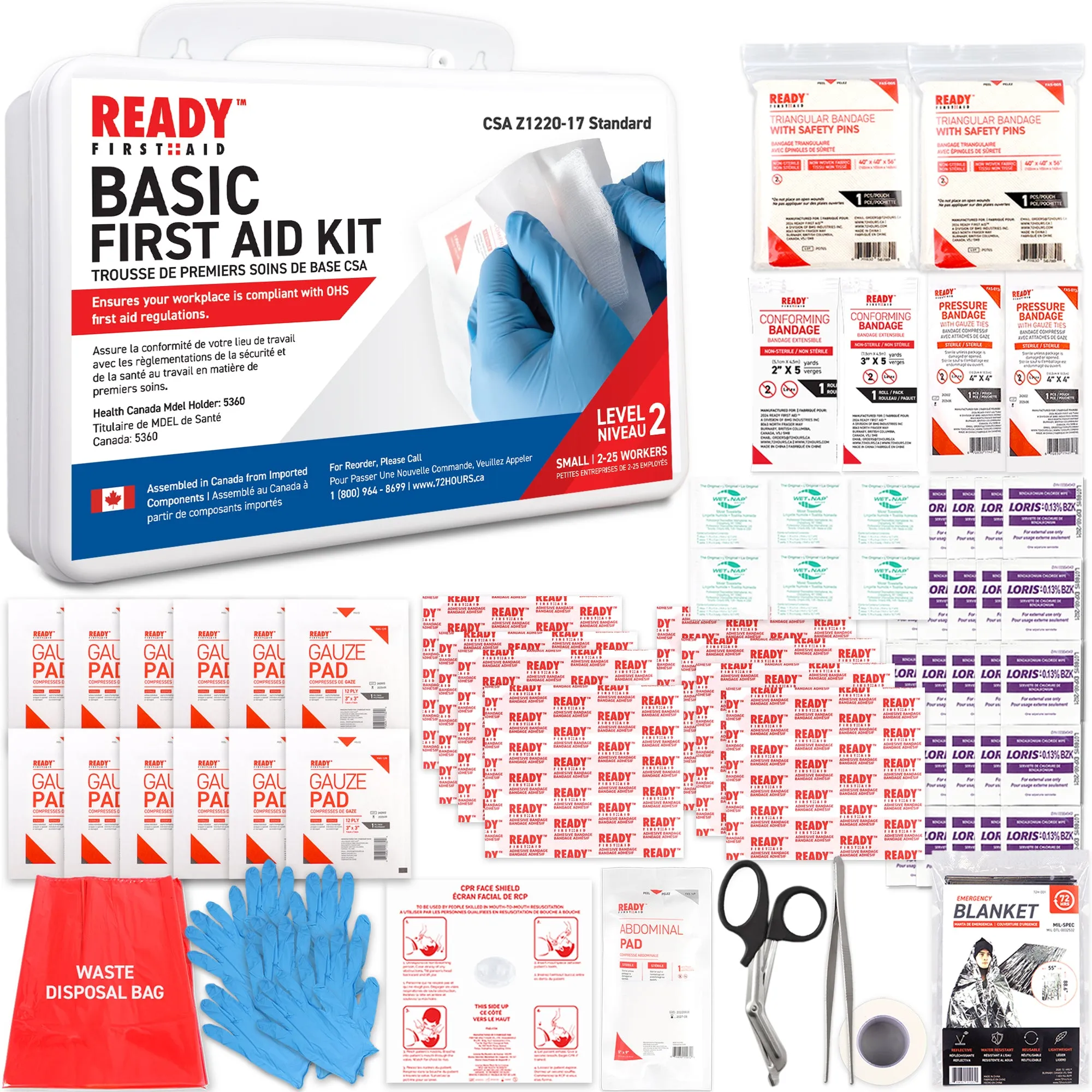 CSA (Z1220-17) Type 2 Basic First Aid Kit Small (2-25 Workers) with Plastic Box