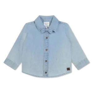 Denim Blue Baby Shirt with Bow Tie