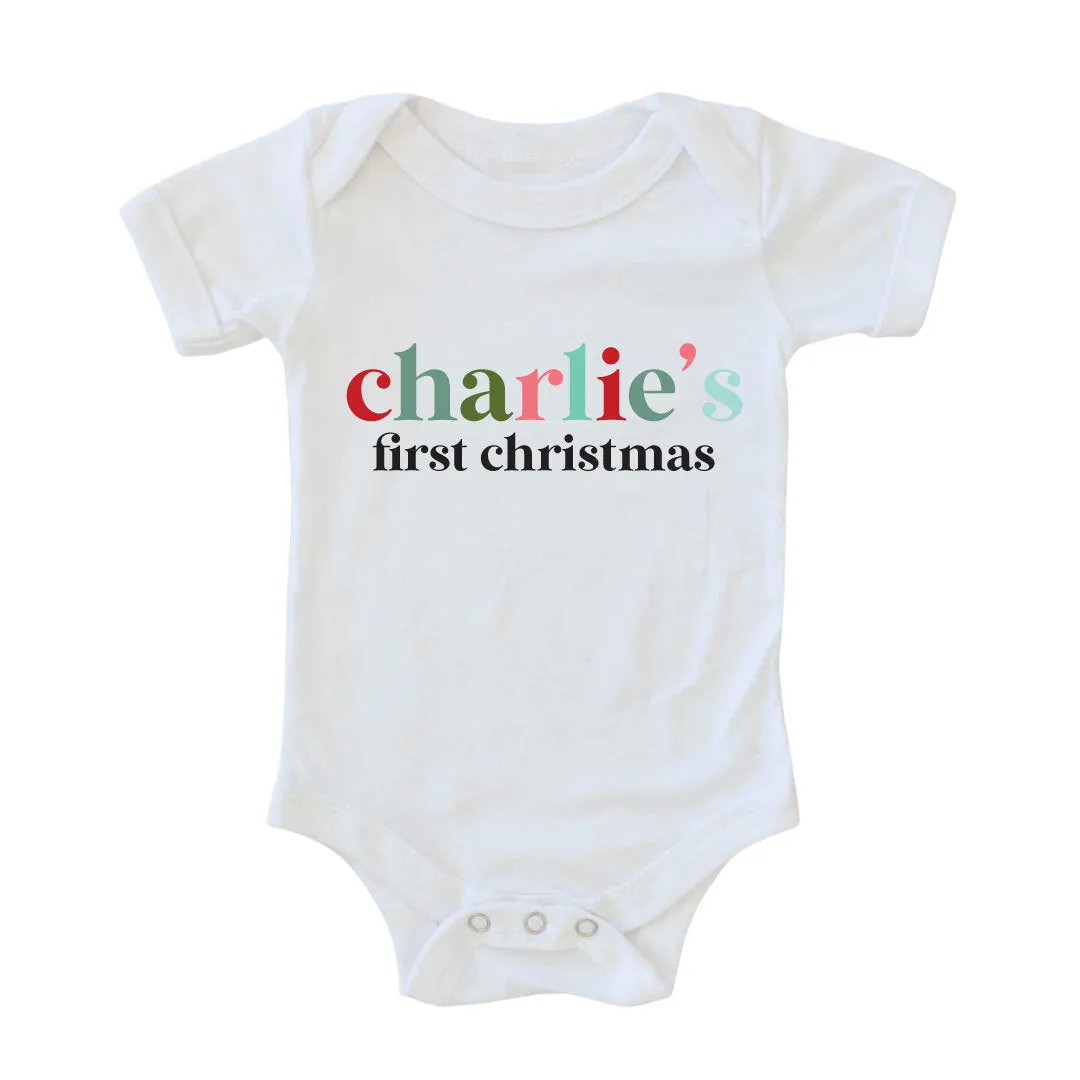 First Christmas Personalized Graphic Bodysuit | White