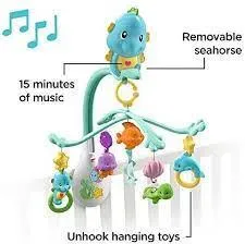 Fisher Price 3-in-1 Soothe and Play Seahorse Mobile, Baby Cot Mobile with Music and Sounds