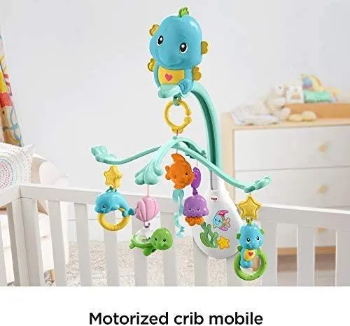 Fisher Price 3-in-1 Soothe and Play Seahorse Mobile, Baby Cot Mobile with Music and Sounds