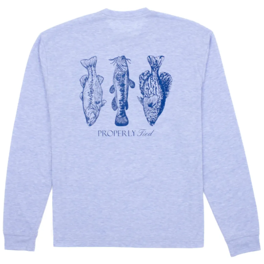 Fisherman's Paradise Baby Blue Heather Long Sleeve Tee