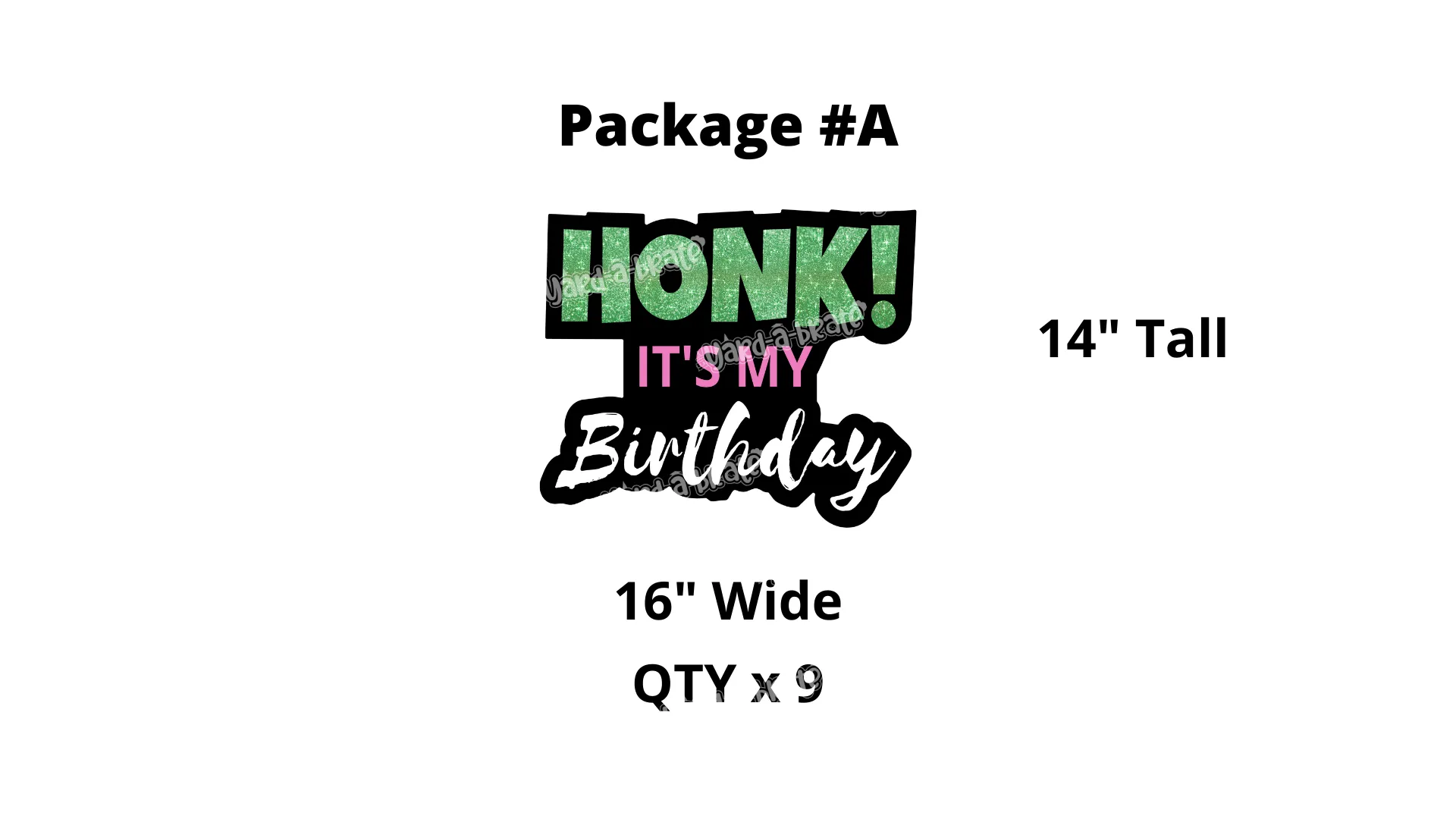 HONK! It's my Birthday Signs Green Glitter (Pink Text) Package – 14" or 20" Tall Decors (Total 4 or 9 or 13 pcs) | Yard Sign Outdoor Lawn Decorations