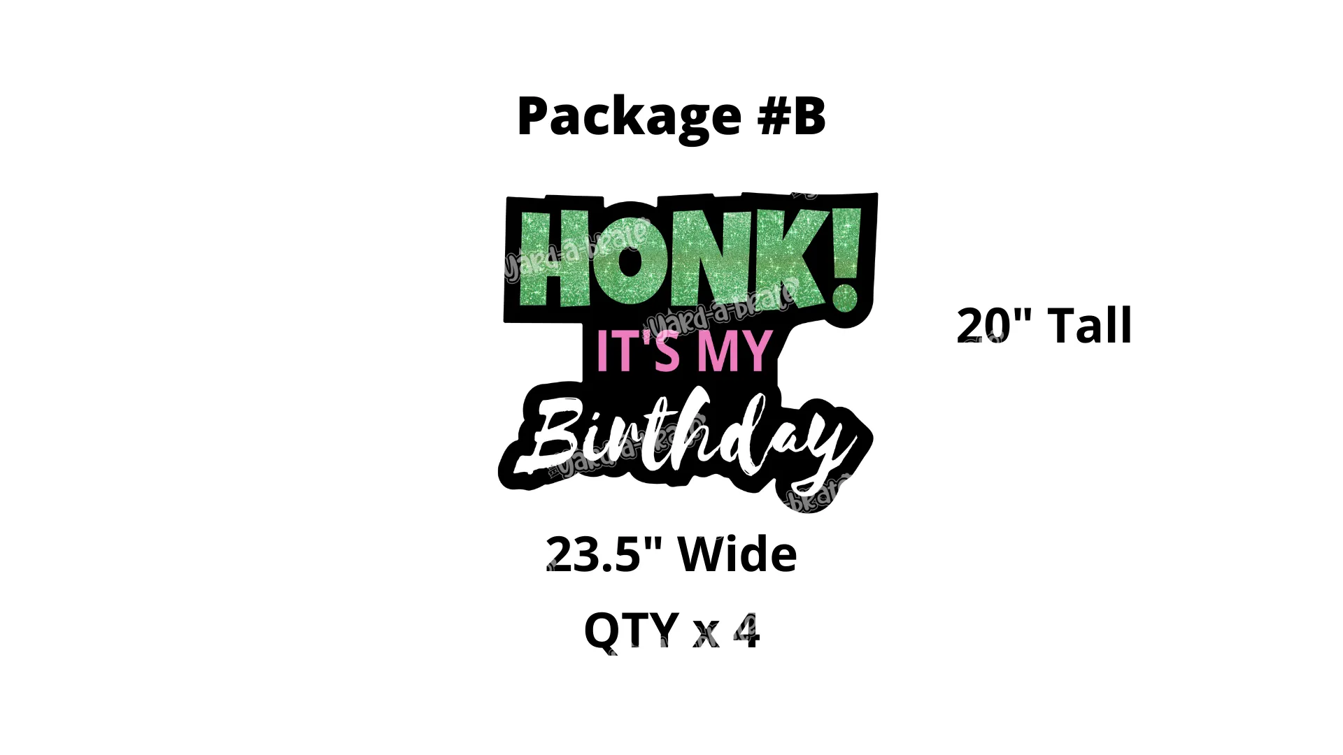 HONK! It's my Birthday Signs Green Glitter (Pink Text) Package – 14" or 20" Tall Decors (Total 4 or 9 or 13 pcs) | Yard Sign Outdoor Lawn Decorations