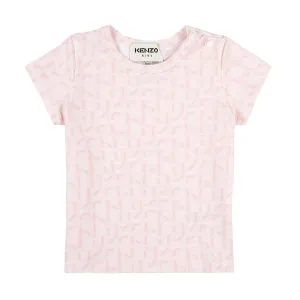 Kenzo Baby Pale Pink Logo Pattern T-Shirt