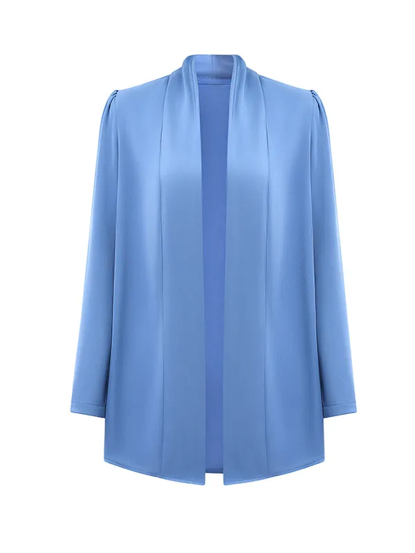 Long Sleeves Loose Solid Color Collarless Outerwear