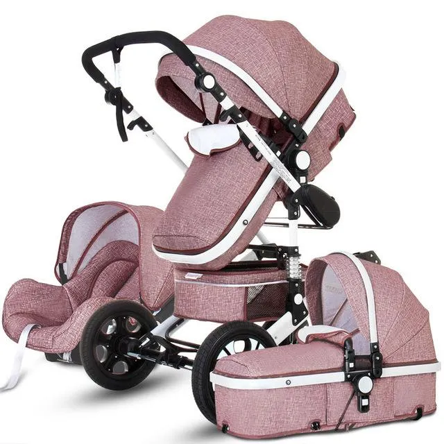 Luxury Fashion Baby Stroller 3 in 1 Foldable Infant Trolley,High Landscape Baby stroller Sit and Lie Baby Pushchair ,poussette