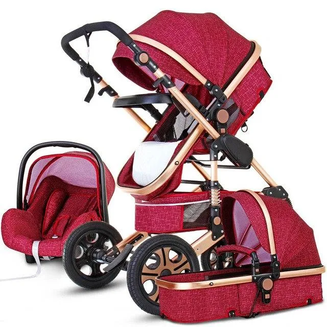 Luxury Multi function Trolley Baby Stroller 3 in 1 High Landscape Baby Carriage Seat and Sleeping Prams For Newborn poussette