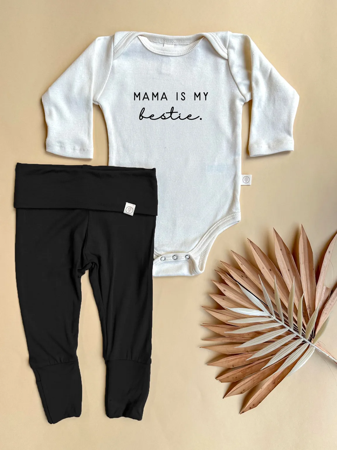 Mama is my Bestie - Black Leggings Long Sleeve Outfit Set Bundle