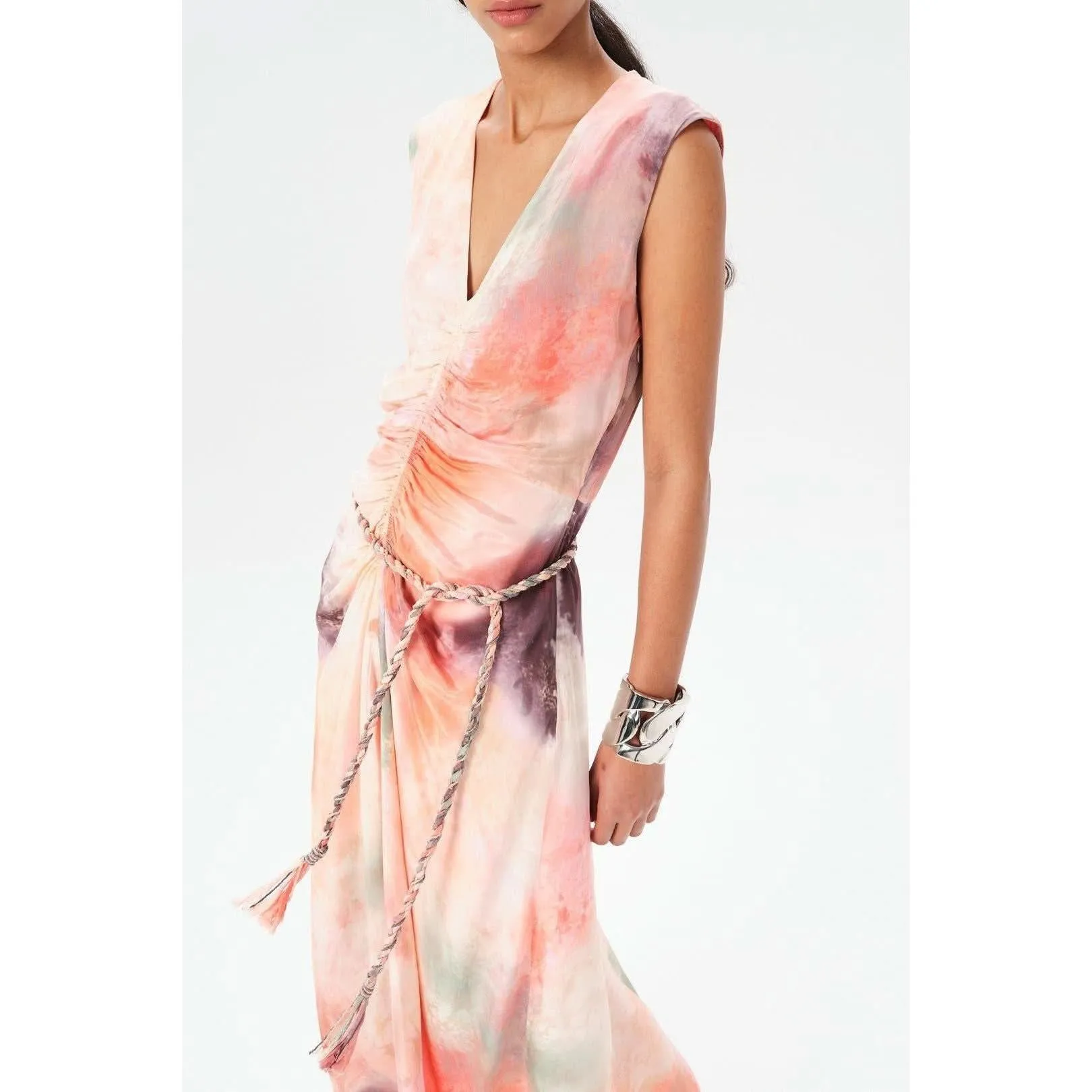 Maria Cher Jufre Tora Long Dress in Wild Rose