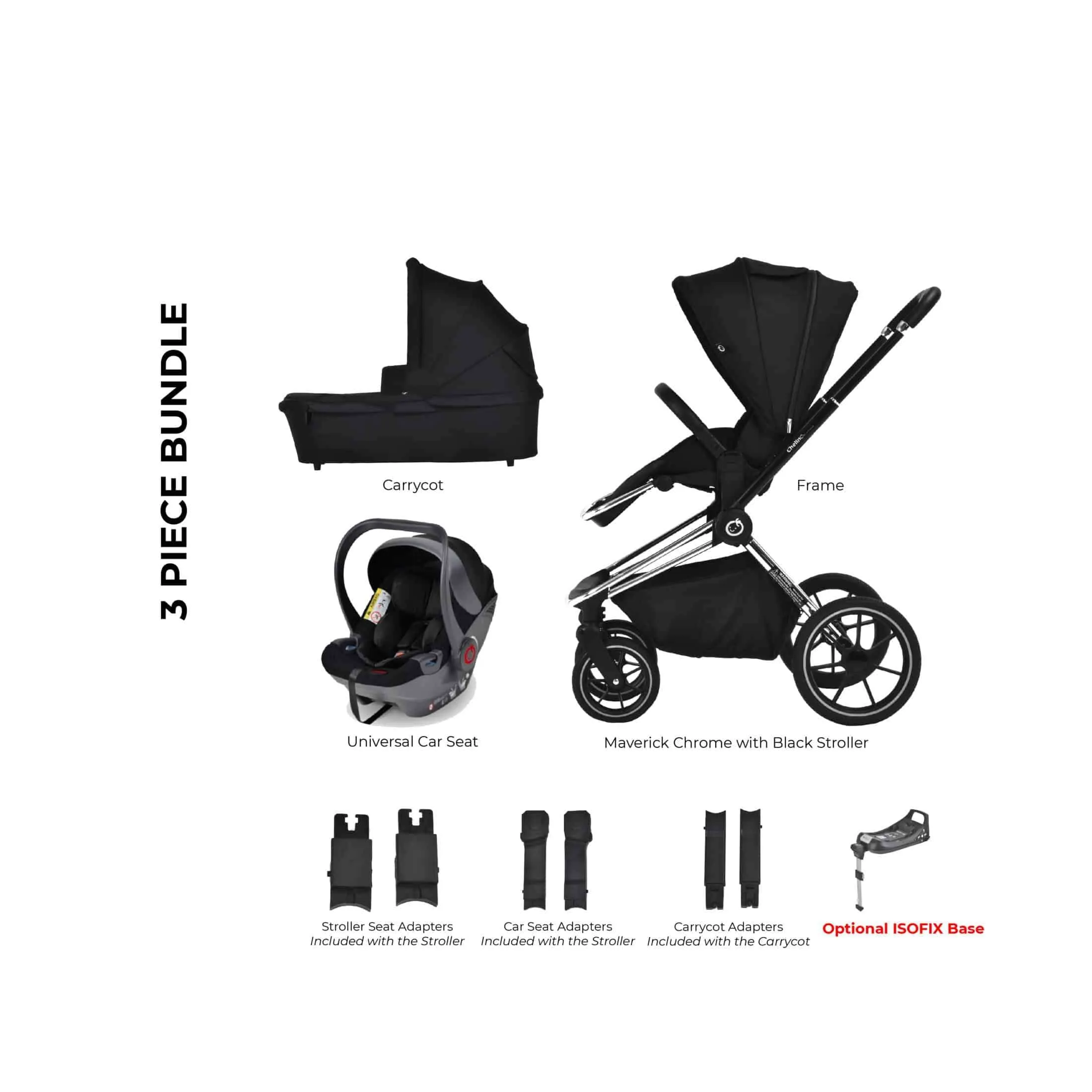 Maverick stroller Chrome Black