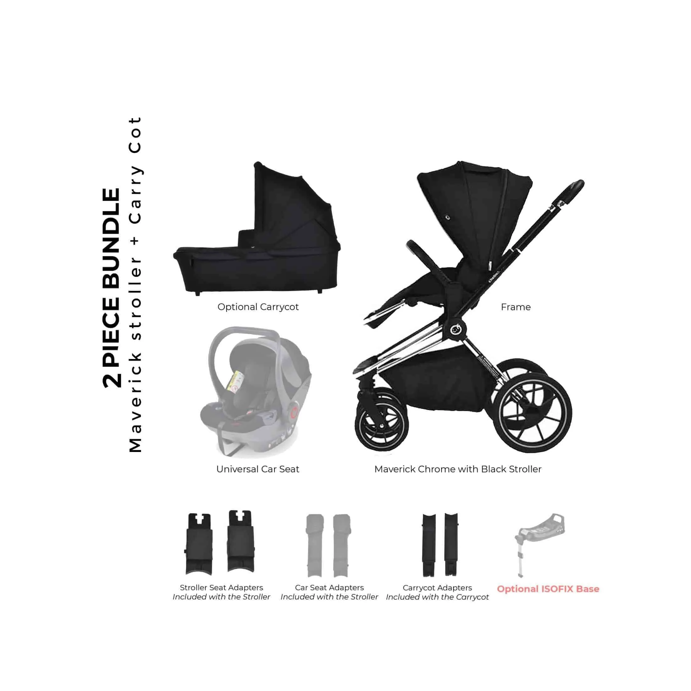 Maverick stroller Chrome Black