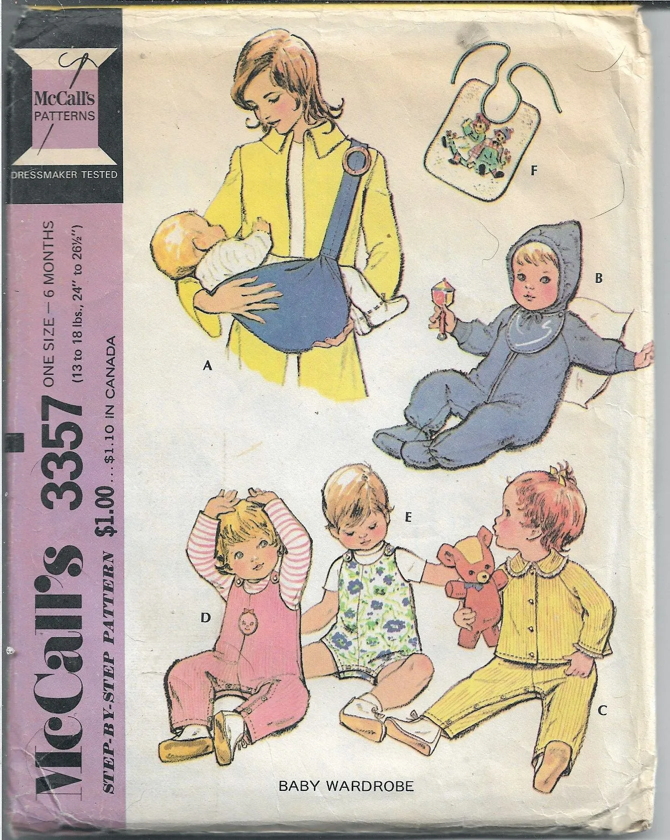 McCalls 3357 Baby Infant Snowsuit Jacket Overalls Vintage Sewing Pattern 1970s