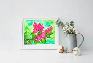 Naniart Handpainted Bougnvillea Canvas Wall Art