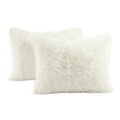 New - 2pc Twin/Twin Extra Long Emma Faux Fur Comforter Set Ivory - Lush Décor