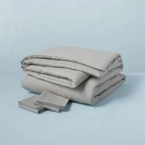 New - 3pc Full/Queen Linen Blend Duvet Set Jet Gray - Hearth & Hand with Magnolia