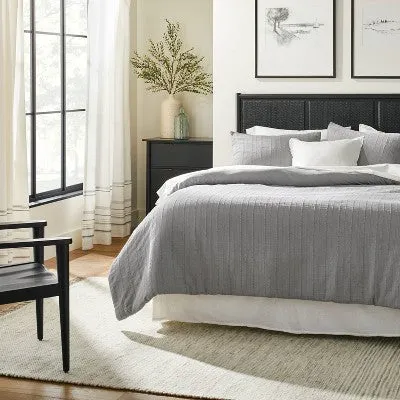 New - 3pc King Washed Loop Stripe Duvet Cover Bedding Set Gray - Hearth & Hand with Magnolia