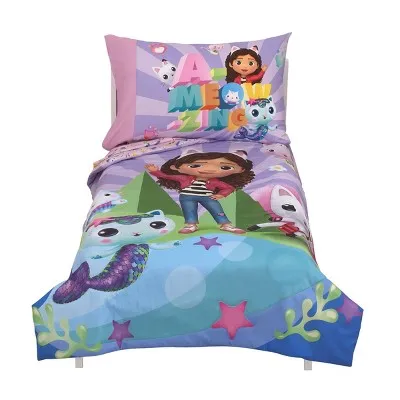 New - 4pc Gabby's Dollhouse 'A-Meow-Zing' Toddler Bed Set