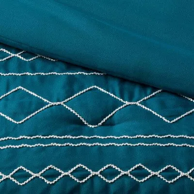 New - 5pc King Kenton Diamond Stitch Comforter Bedding Set Dark Teal Blue - Threshold