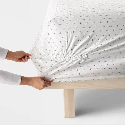 New - Full 400 Thread Count Dot Print Performance Sheet Set White/Blue Dot - Threshold