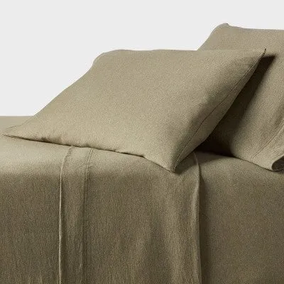 Premium Full Cotton Jersey Sheet Set in Heather Green – Threshold Edition